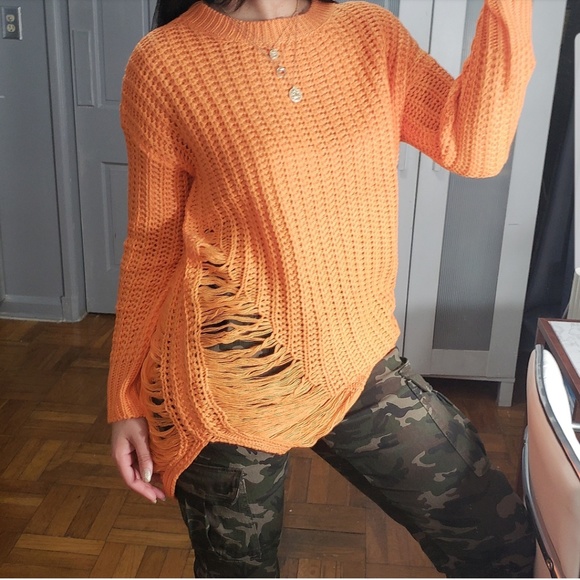 Tops - "SunBurst" Neon Orange Sweater NWOT